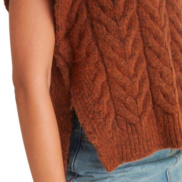NEW 525 AMERICA blake high-low cable knit vest in burnt ginger - Picture 4 of 4